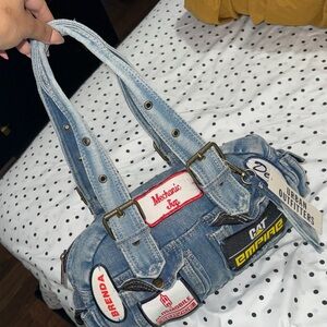 Urban Outfitters Light Blue Denim Patchwork Shoulder Bag